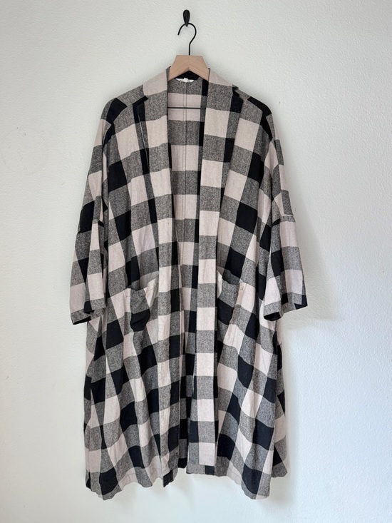 Ali Golden Jackets & Blazers - Ali Golden Buffalo Plaid raw silk duster jacket - XS/S